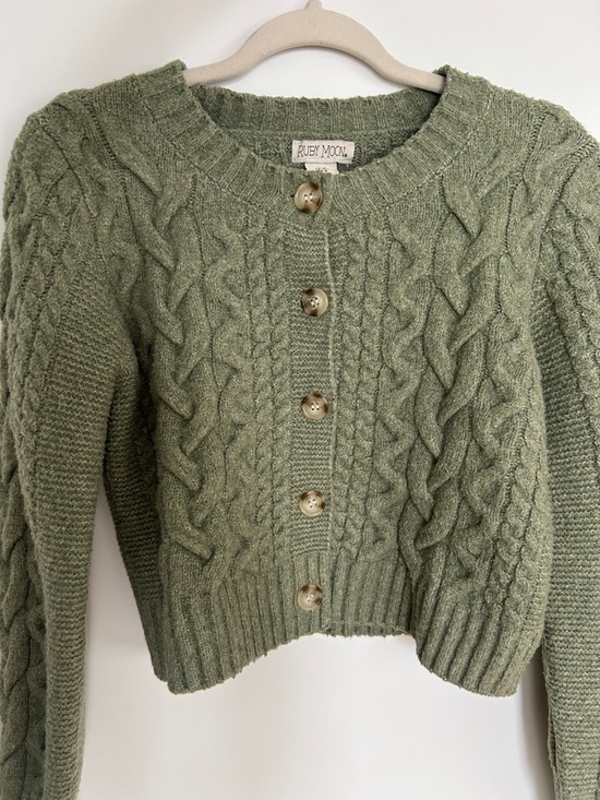 ruby moon Sweaters - Ruby moon sage green cable knit button-up cardigan